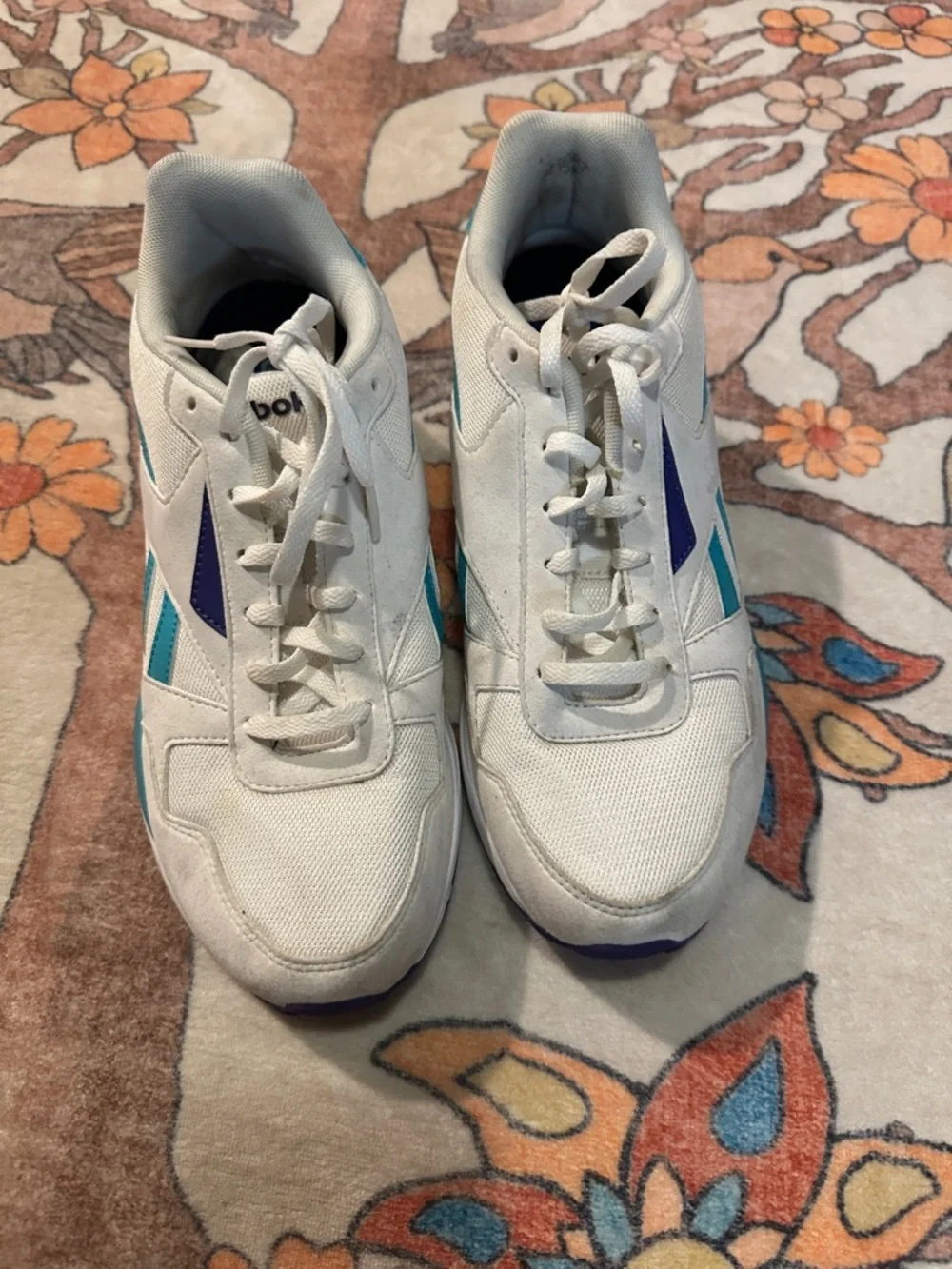 Reebok White Sneakers with Teal & Purple Accents
